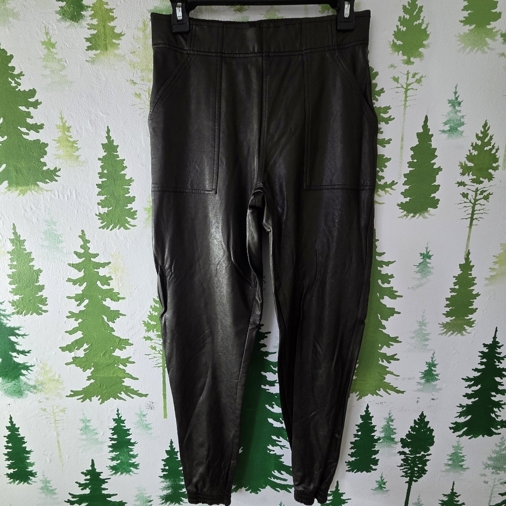 Black Spanx Faux Leather Jogger Pants